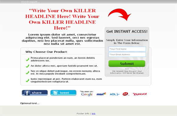 Modern Squeeze Page HTML Template Grey