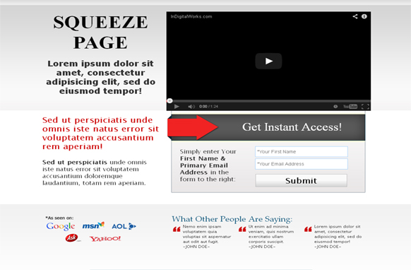 Modern Video Squeeze Page HTML Template Grey