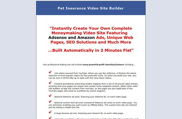 Pet Insurance Video Site Builder