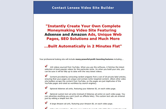 Contact Lenses Video Site Builder